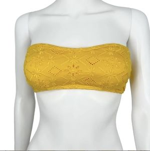 Kate Spade Womens Yellow Lace Saffron Eyelet Summer Beach Bikini Top Size S